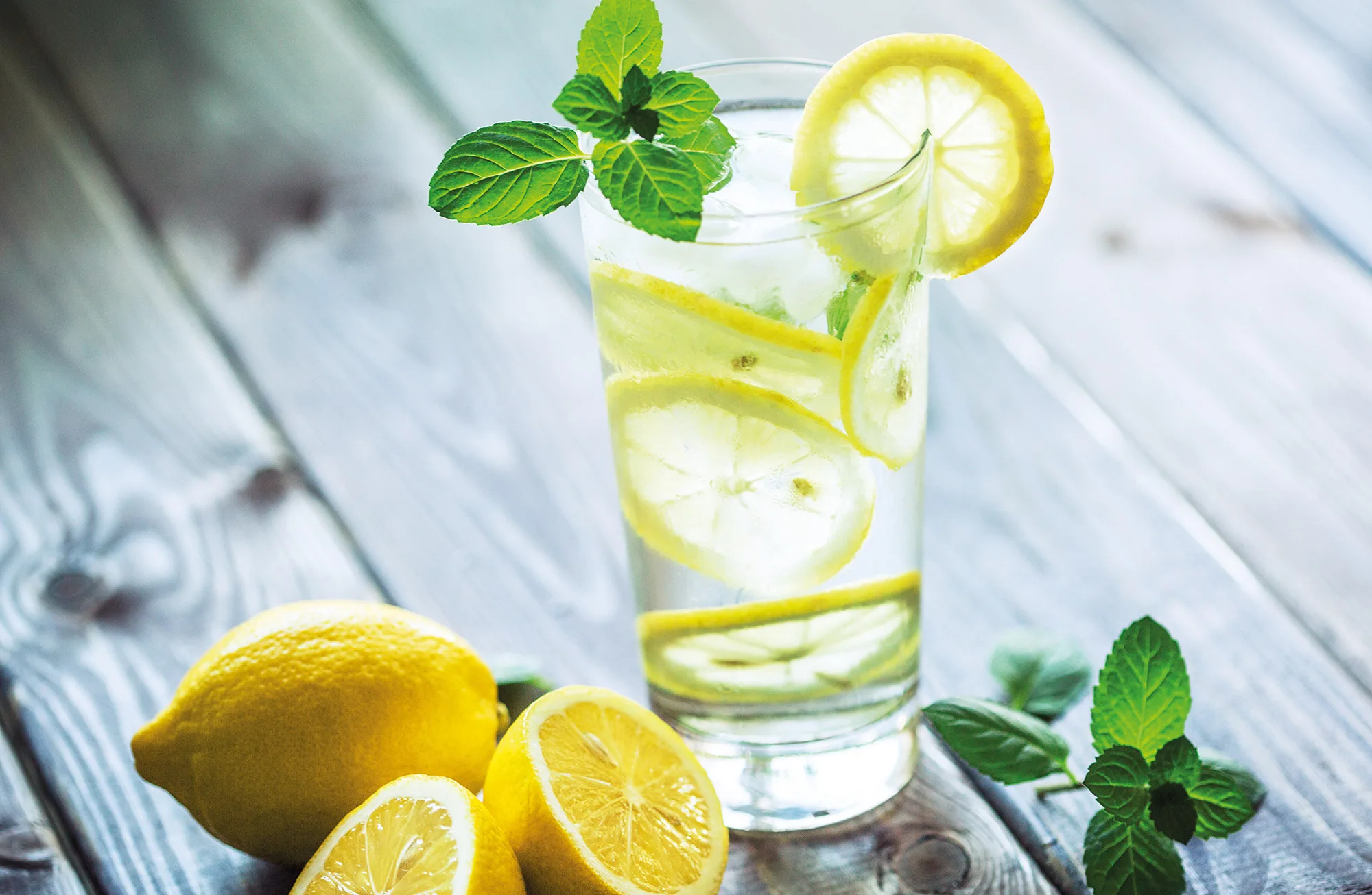 Glass of water with lemon